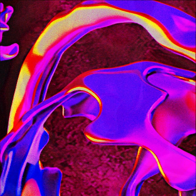 Houseflip cover: glossy liquid shapes in violet, magenta and yellow over a dark red ground