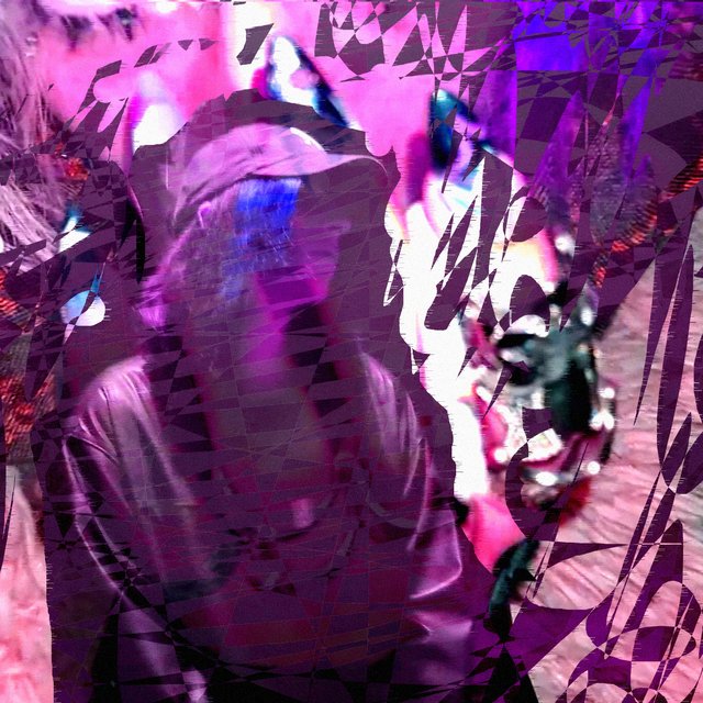 Olympia (Remix) cover: a glitched purple and pink collage around a figure in a cap